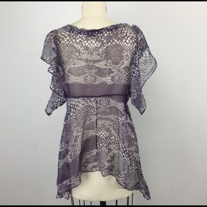 Slate Grey Snakeskin Sheer Blouse Peek Back main image 1